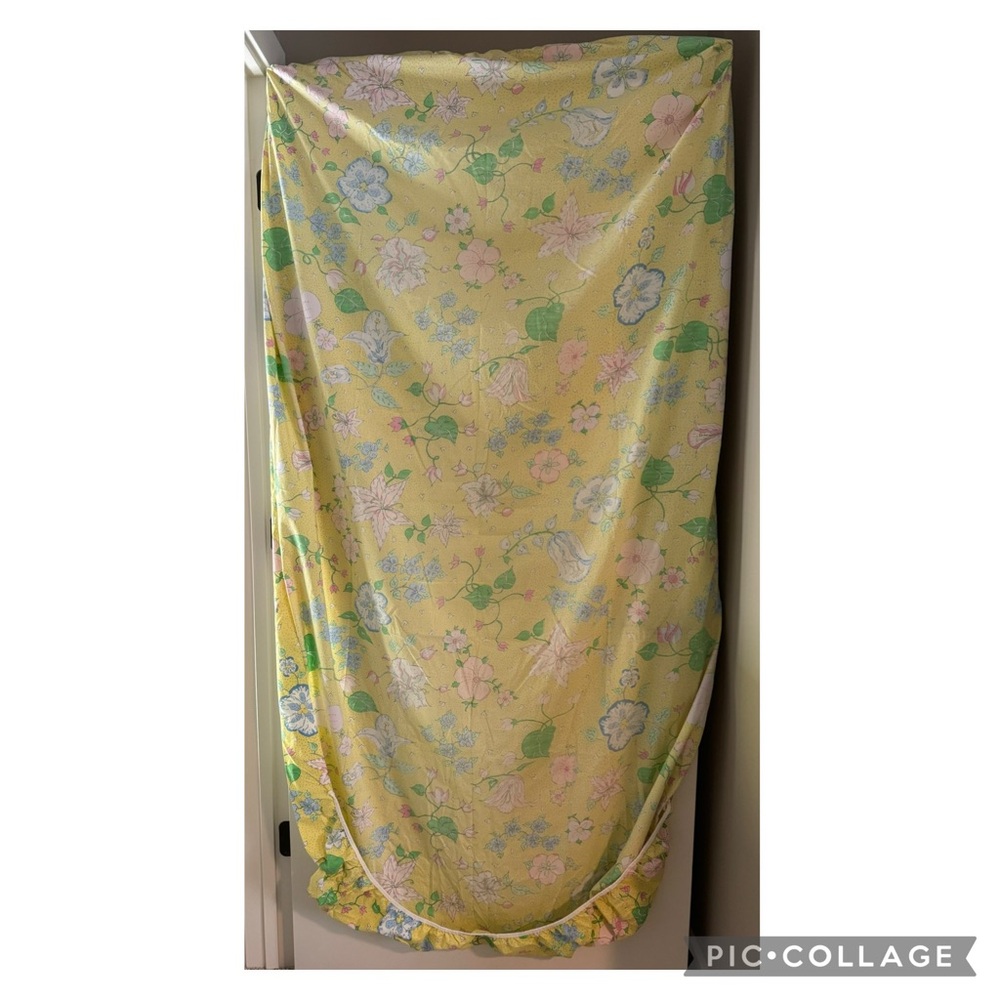 Vintage 70’s Yellow Floral Heart Polka Dot Twin Sheet Set Barbara Brody Martex - Picture 9 of 12